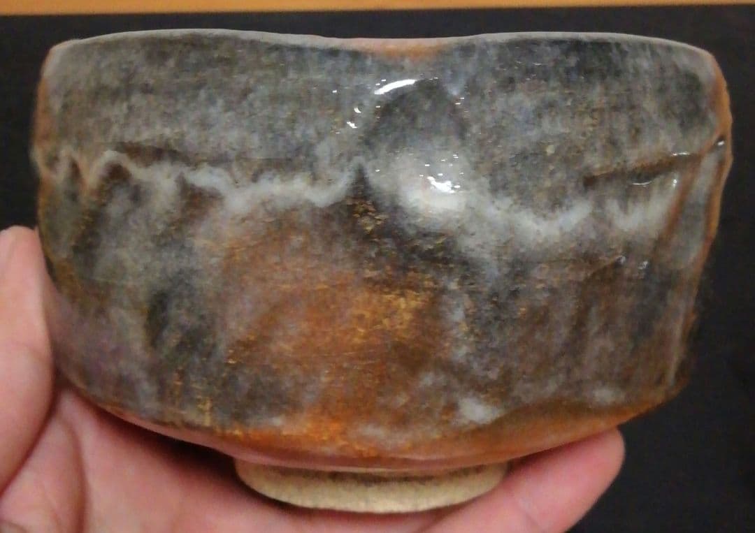 小川長楽作　楽焼　赤楽　茶碗　共箱　茶道具