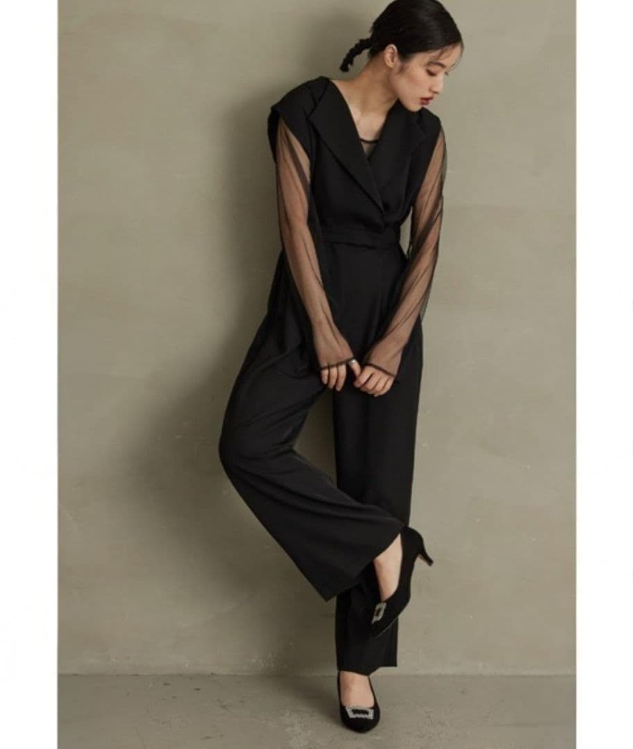 美品 niana ニアナ スタンドアウトカラーオールインパンツ パンツドレスL