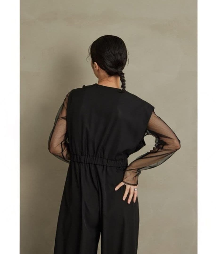 美品 niana ニアナ スタンドアウトカラーオールインパンツ パンツドレスL