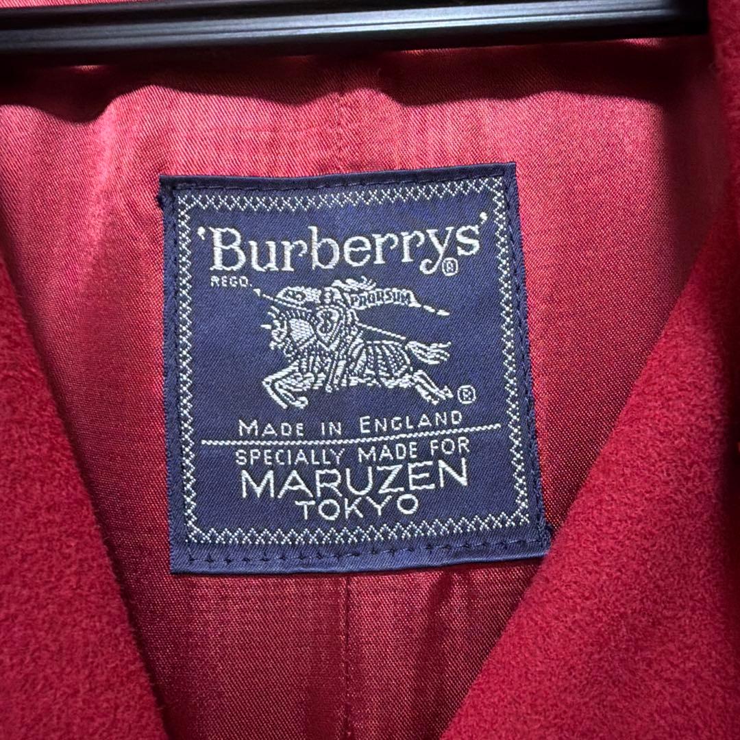 BURBERRYS 正規品　ステンカラーコート 金ボタン レッド ウール M相当
