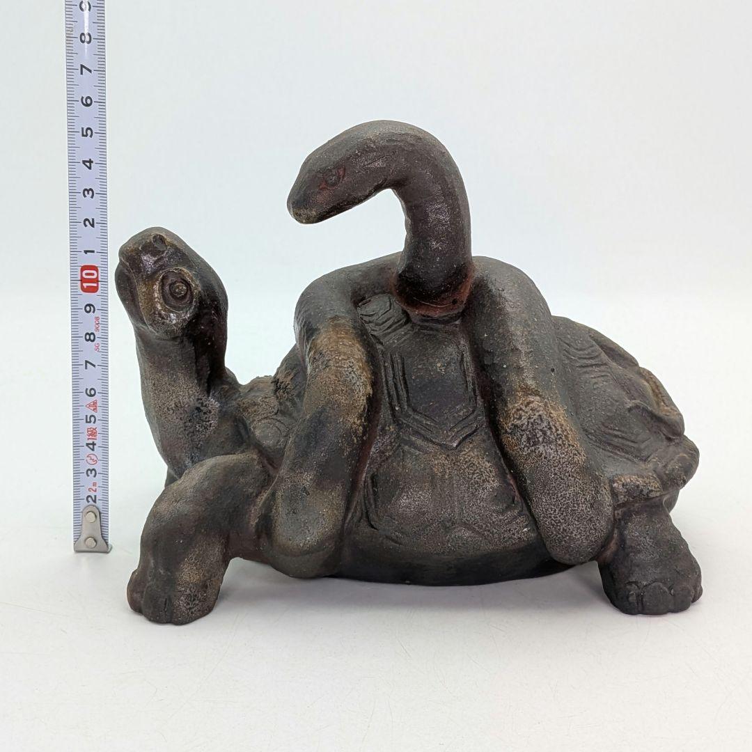 廬山窯 武用君彦 備前焼 干支置物「己巳」 共箱共布 巳年 亀蛇 ヘビ 在銘