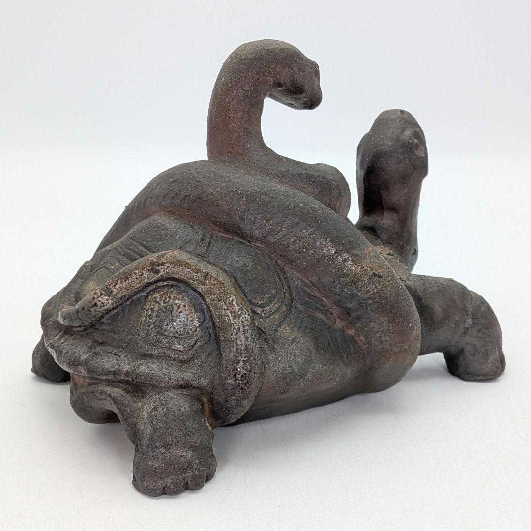 廬山窯 武用君彦 備前焼 干支置物「己巳」 共箱共布 巳年 亀蛇 ヘビ 在銘