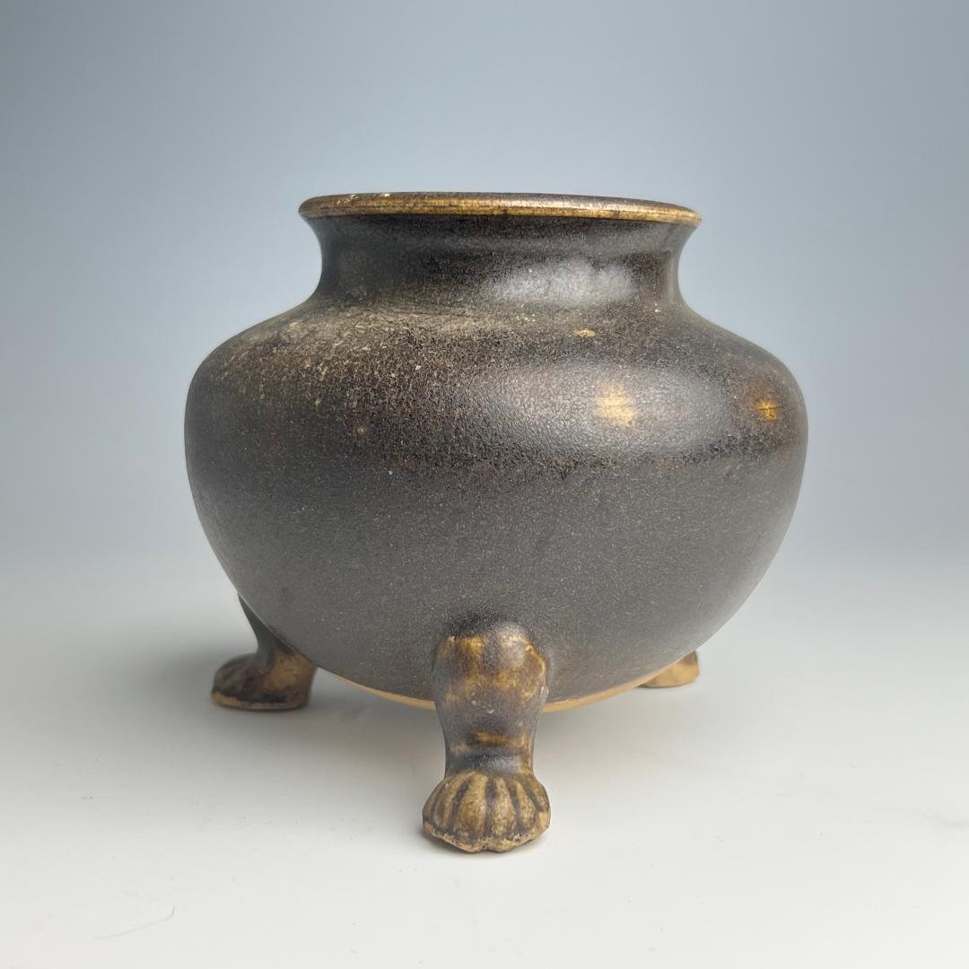 唐黒彩三足香炉 初唐盛 唐三彩 唐物 古玩 中国美術 811b