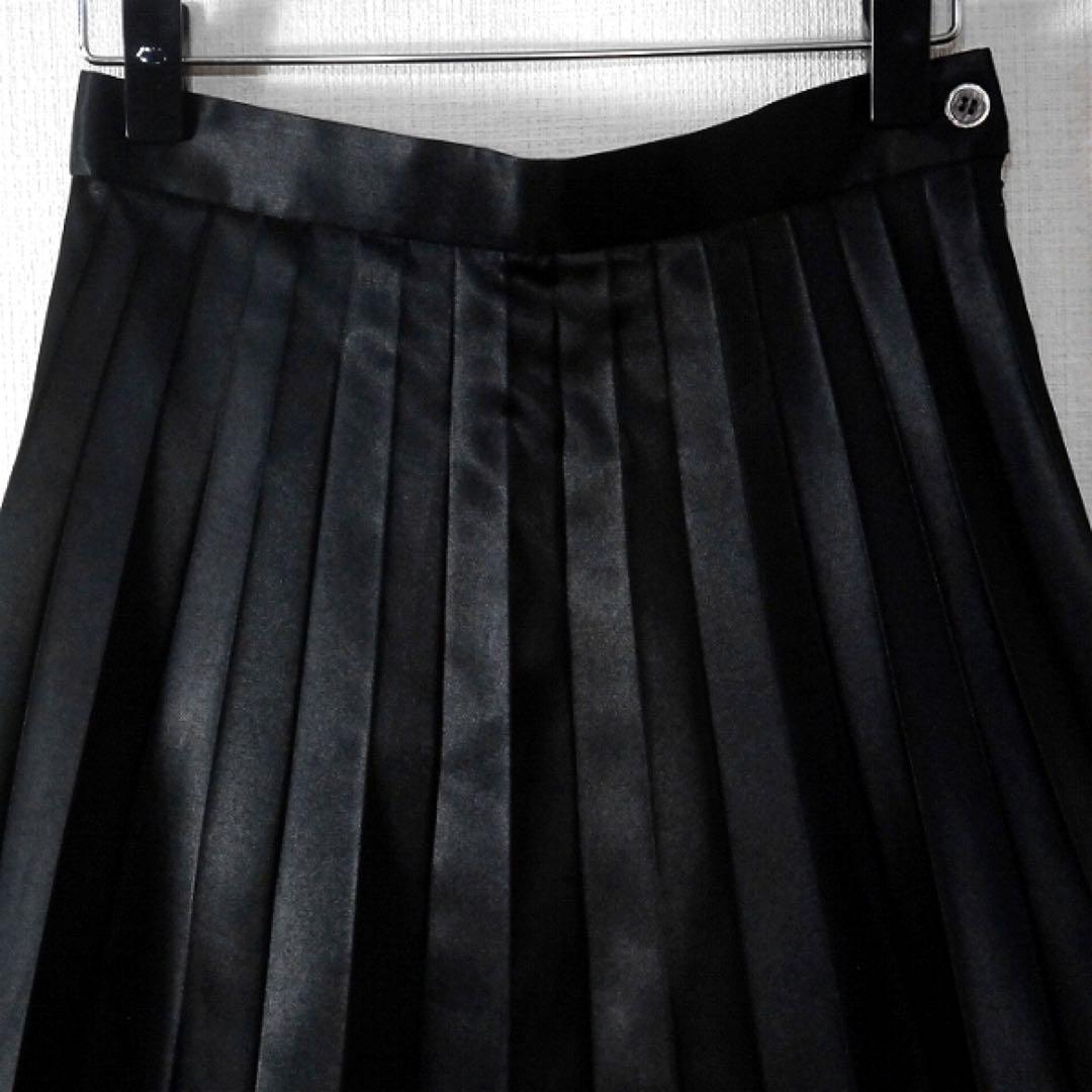 トリココムデギャルソン / プリーツスカート 黒 M 光沢 フレア Aライン