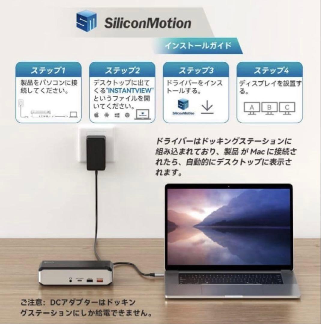ドッキングステーション USB-C 4画面 4K