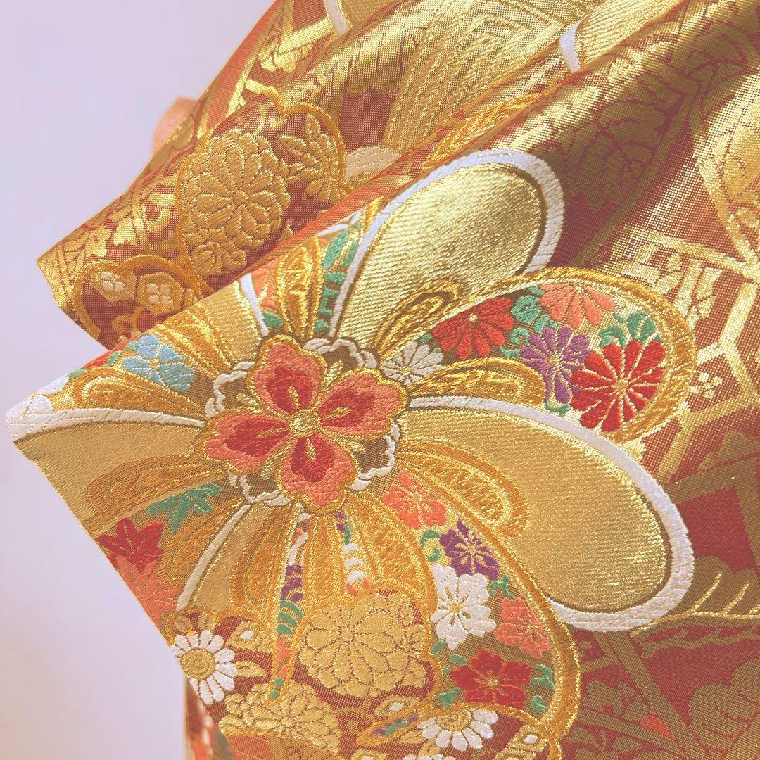 346 振袖フルセット 正絹 サーモンピンク くすみ グレー 金彩 暈し染め 桃