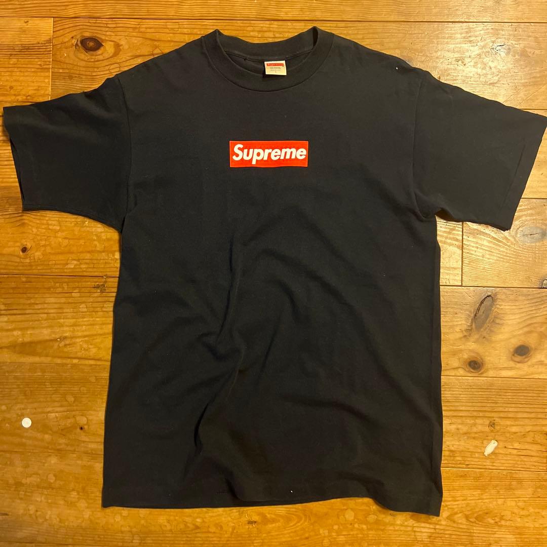 は*ん様 初期 Supreme box logo tee L 紺色　赤ボックスT