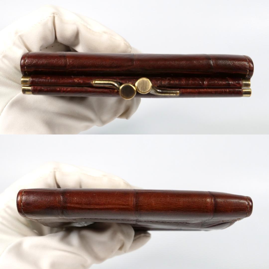 極美品✨イルビゾンテ 二つ折り 財布 クロコ型押し ロゴ刻印 ダークブラウン