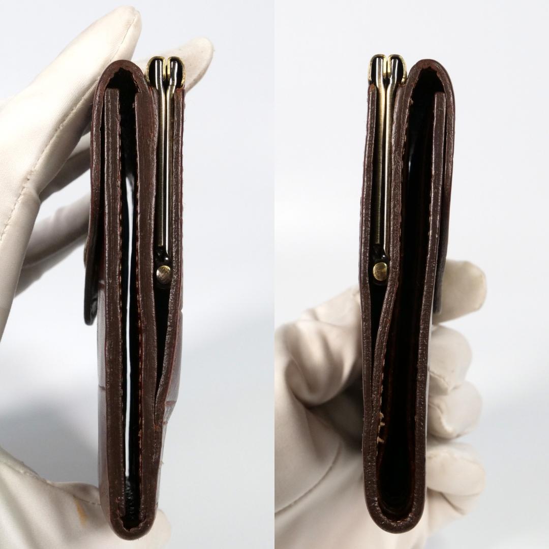 極美品✨イルビゾンテ 二つ折り 財布 クロコ型押し ロゴ刻印 ダークブラウン