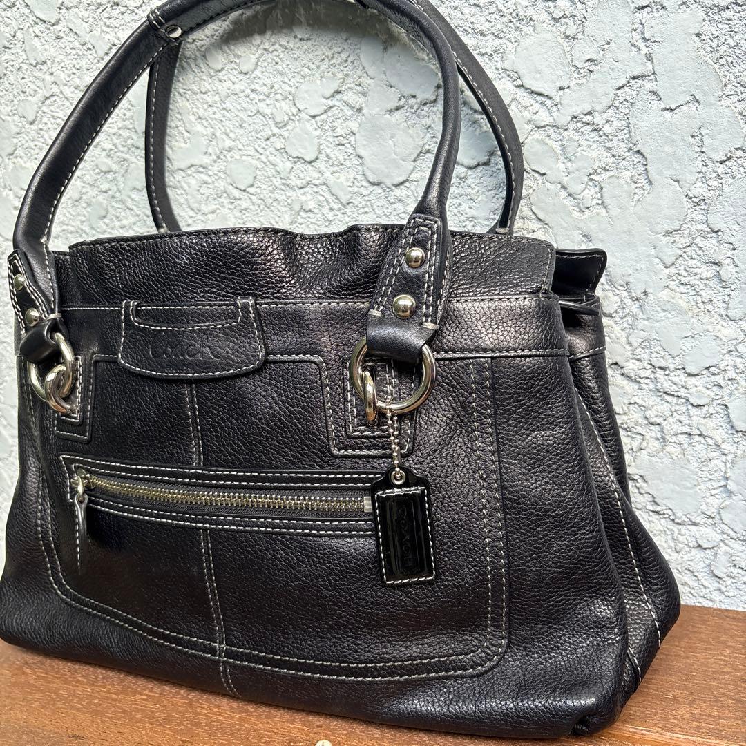COACH コーチ　レザー　ブラック　ハンド　ショルダーバッグ