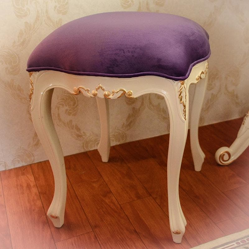 長靴下ピッピ様用　アイボリー ゴールド スツール モケット 紫　金箔 マホガニー