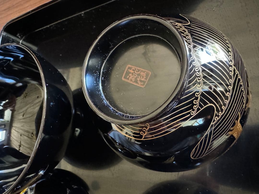 輪島塗（重要無形文化財）金蒔絵　高級汁椀　龍作　ペア