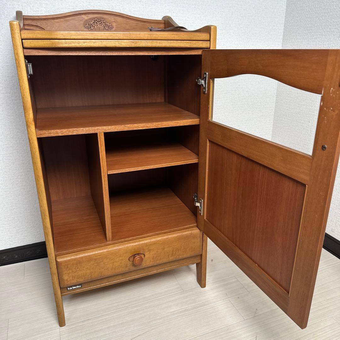 カリモク キャビネット サイドボード 電話台 花台 飾り棚 収納家具 ※i4※