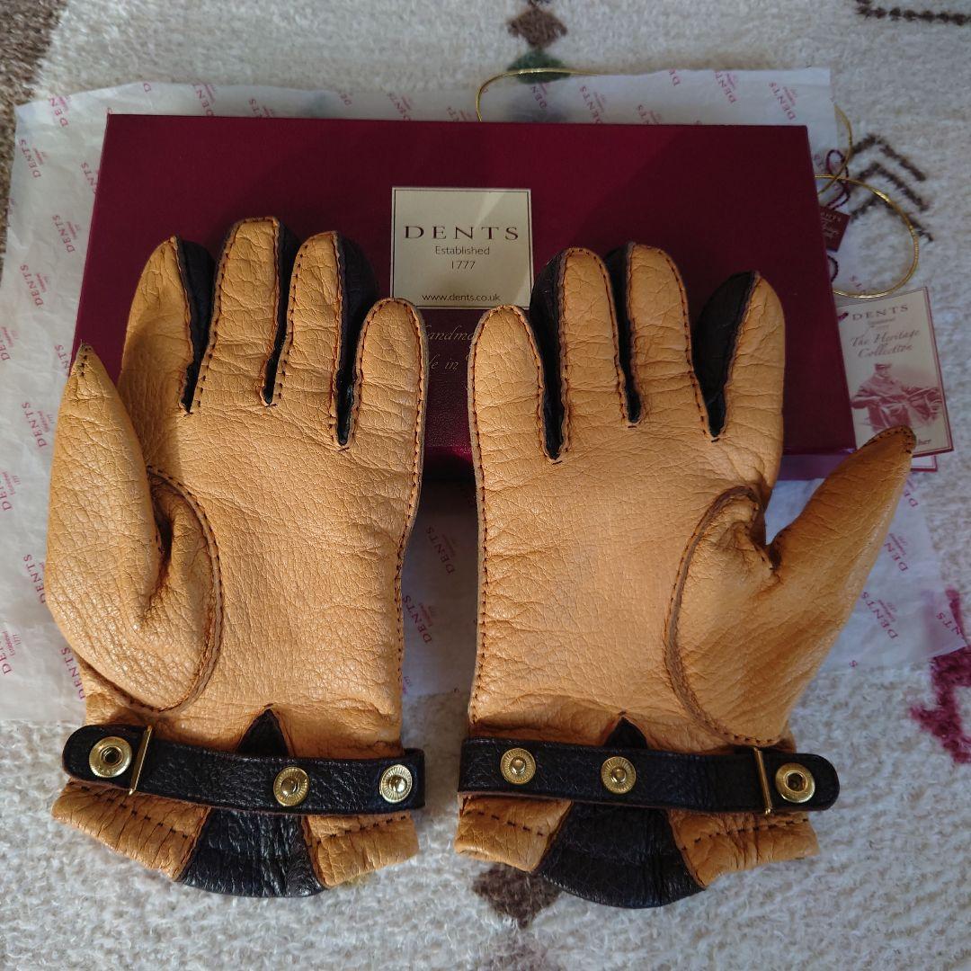 DENTS ペッカリー革グローブ　カシミア81/2