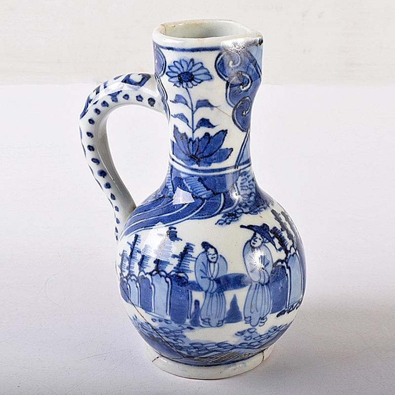中国　青花　山水人物文　水注瓶　C　R7882