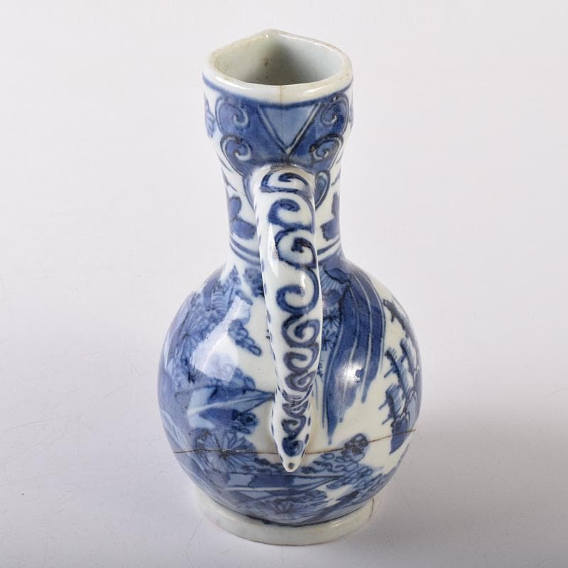 中国　青花　山水人物文　水注瓶　C　R7882