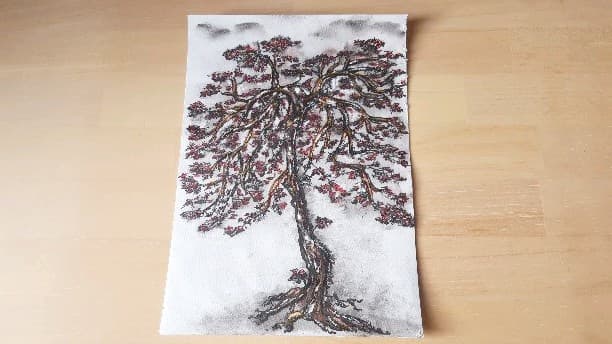 水墨絵画【赤もみじ】