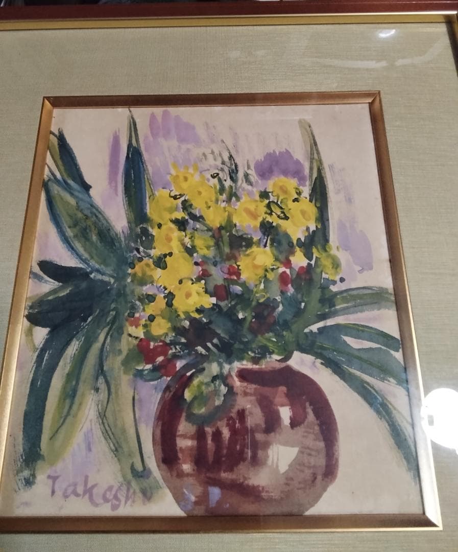 林武 花　ガッシュ4号真作絹本美術年鑑1号500万円2000万円評価大巨匠