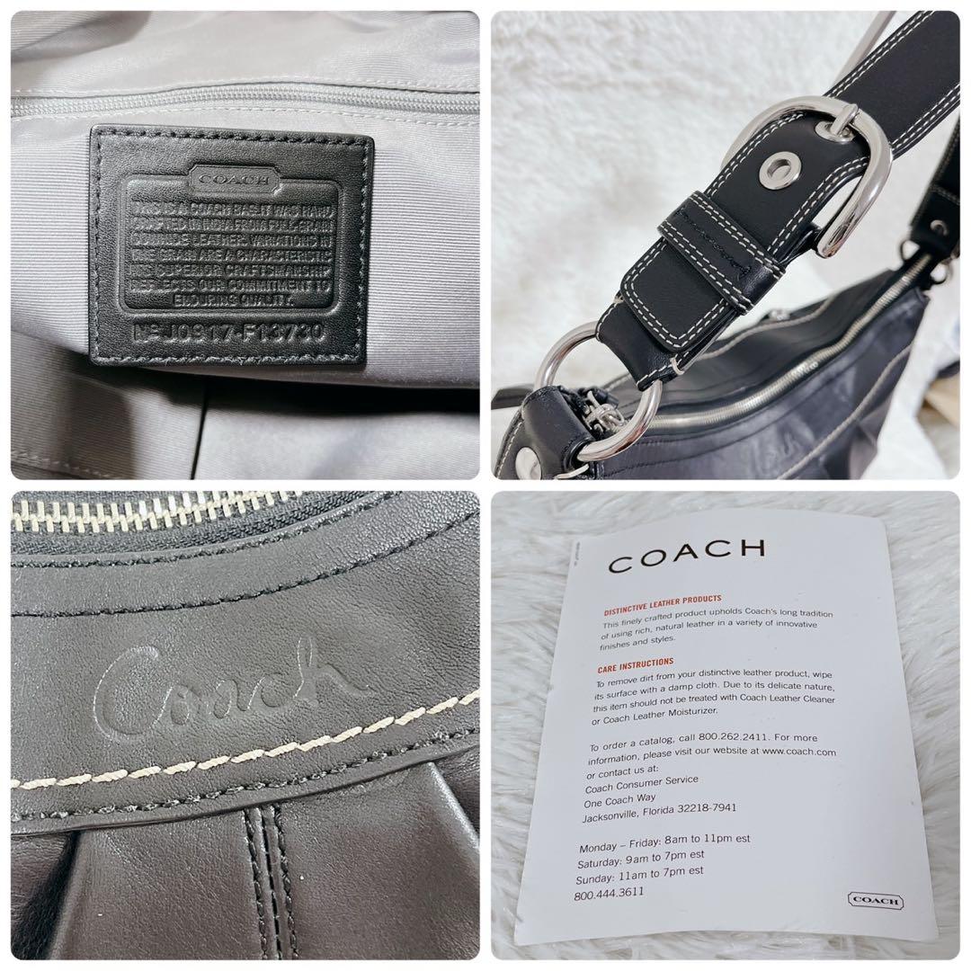 【人気型・美品】コーチ ワンショルダーバッグ ハーフムーン レザー ホーボー 黒