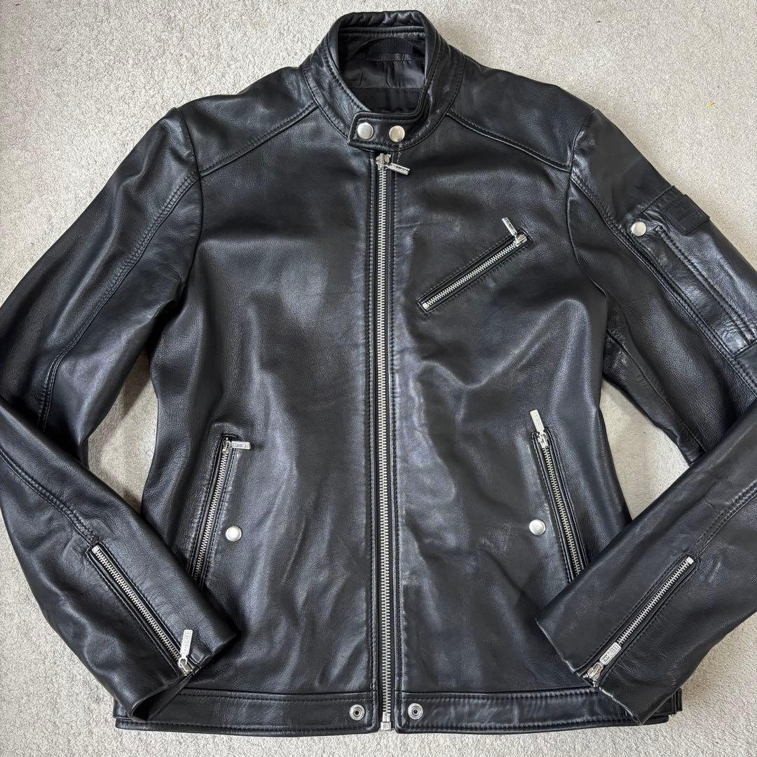 美品 ディーゼル レザージャケット ライダース Lサイズ シープスキン 羊革