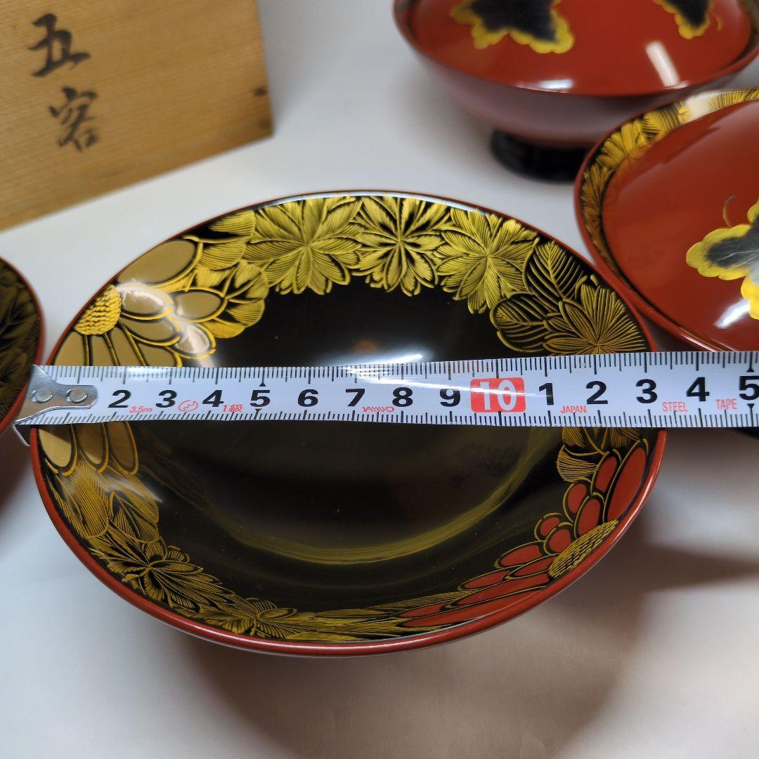 特選　沈金　輪島塗　蒔絵付吸物椀　五客　年代物　骨董