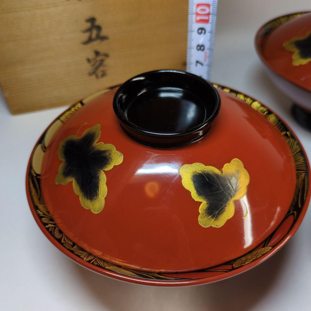 特選　沈金　輪島塗　蒔絵付吸物椀　五客　年代物　骨董