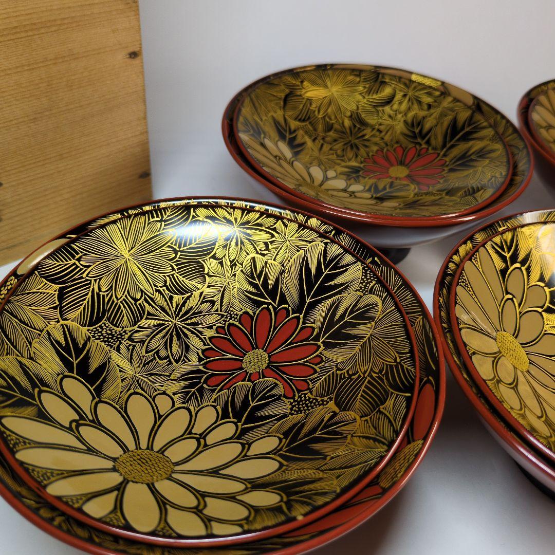 特選　沈金　輪島塗　蒔絵付吸物椀　五客　年代物　骨董