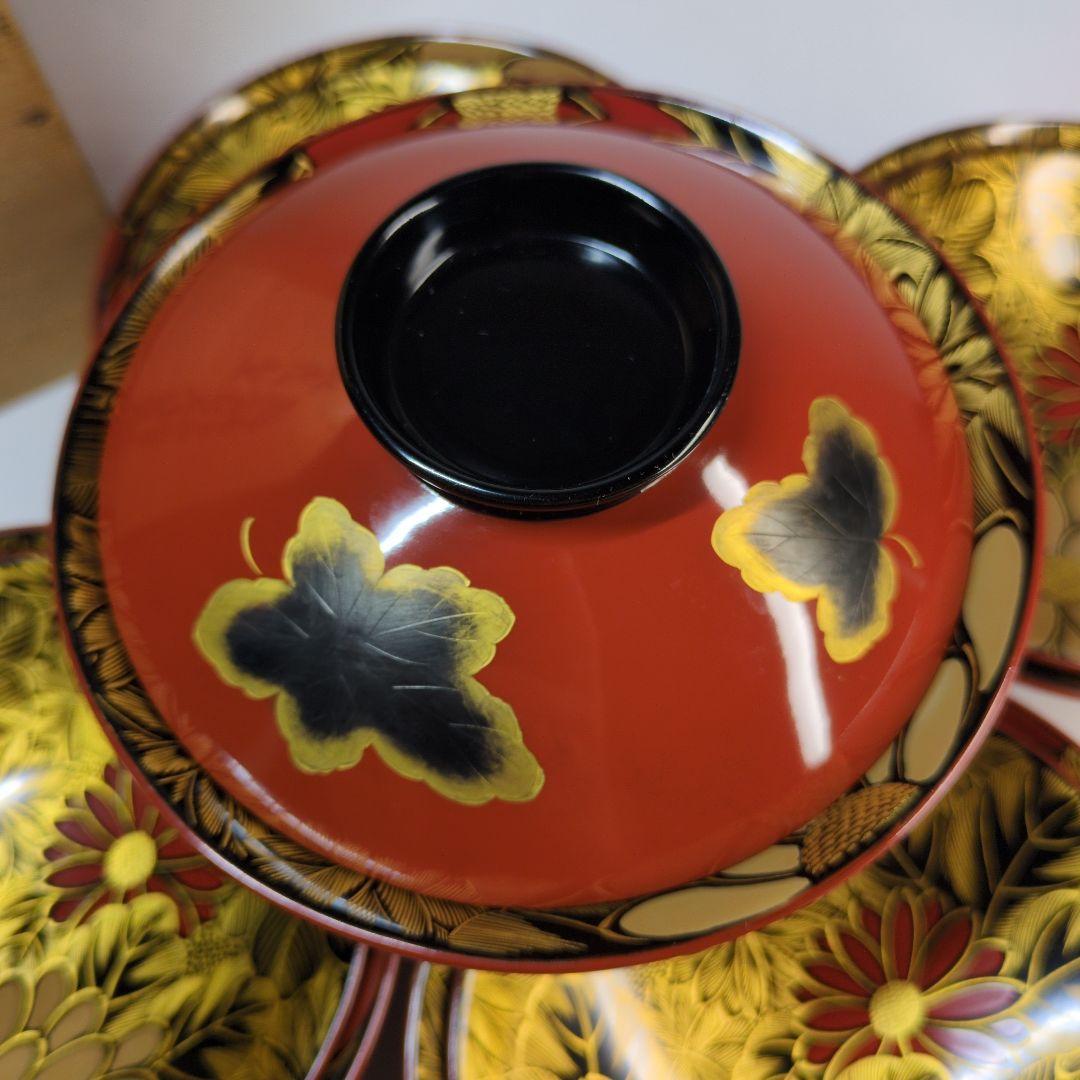 特選　沈金　輪島塗　蒔絵付吸物椀　五客　年代物　骨董