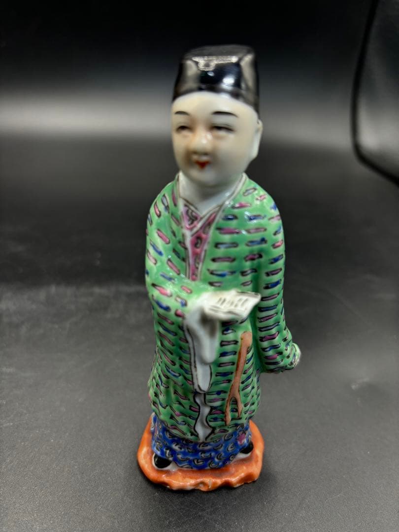 中国美術 古玩 色絵陶人形 陶器人形 高さ約13cm 置物 オブジェ 古董品