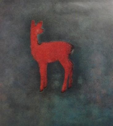 徳岡 神泉、仔鹿、大判、額装用・画版、日本製・新品額 額装付、状態良好