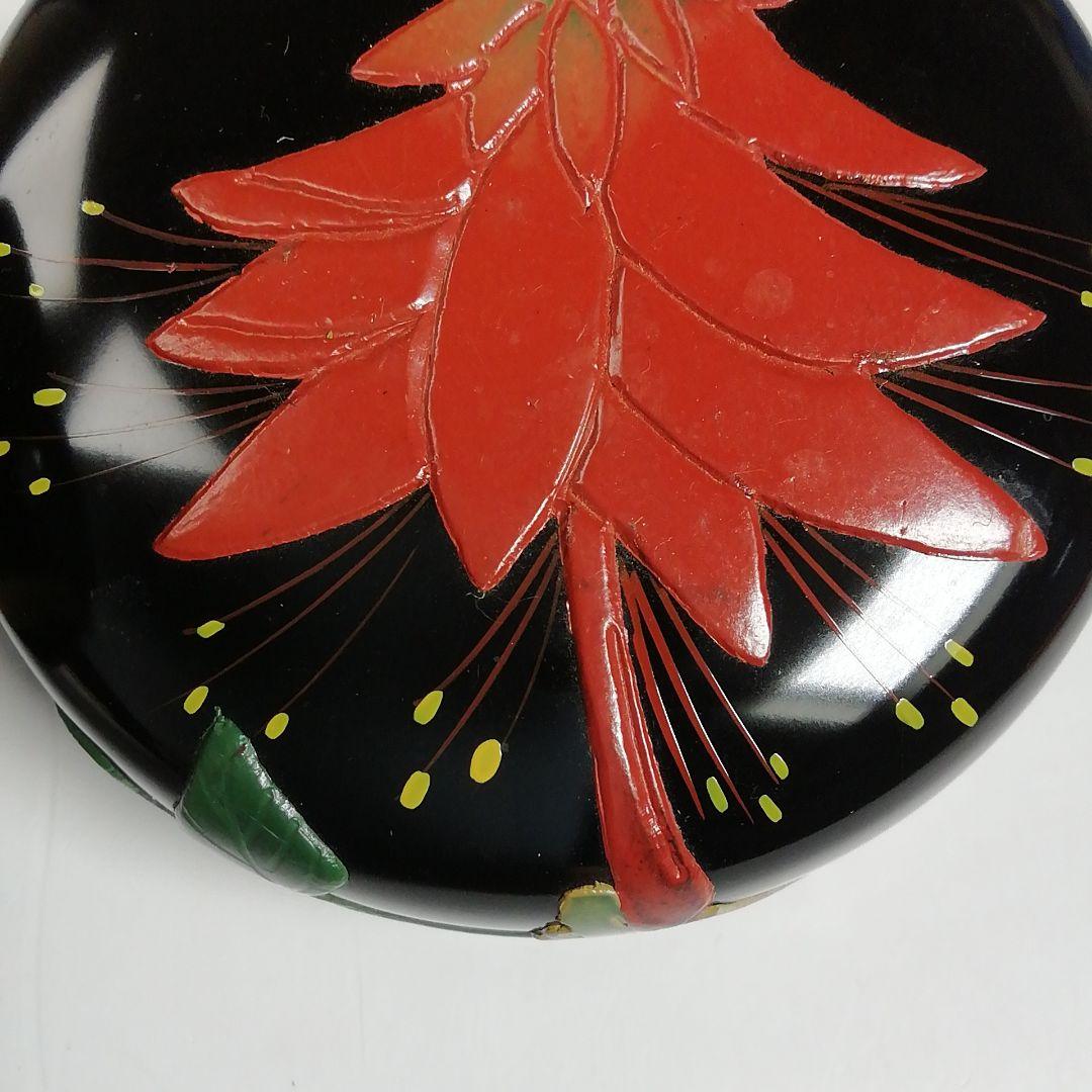 Ｗ４２　棗　『デイゴ』『琉球漆器』　木箱　茶道具