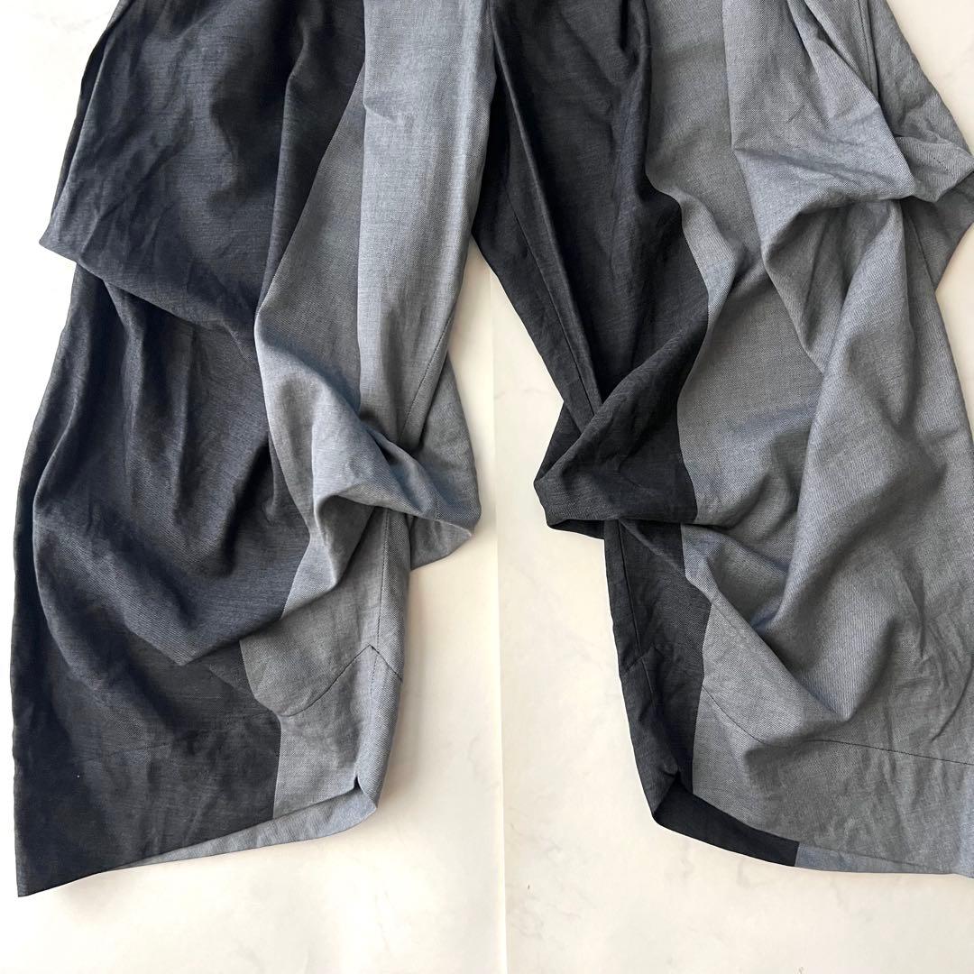 美品 イッセイミヤケ サルエルパンツ 変形 クレイジーパターン ベルト 2 M