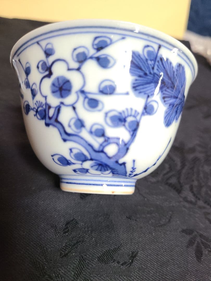 九谷焼須田菁華造染付写松竹梅汲出茶碗5客