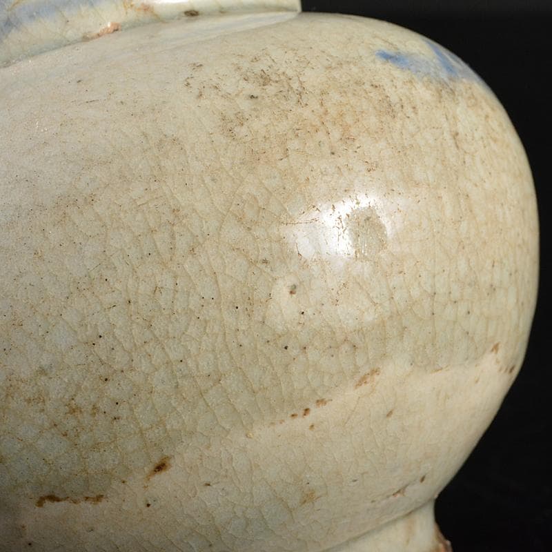 朝鮮美術　李朝　高麗白磁　染付　花文　小壷　M　R7500