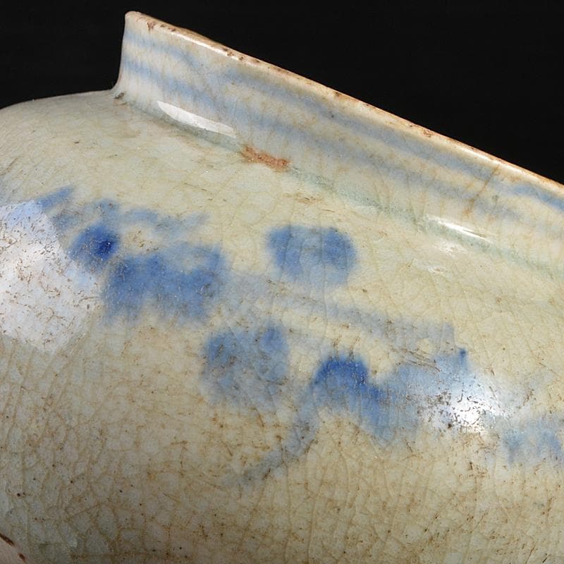 朝鮮美術　李朝　高麗白磁　染付　花文　小壷　M　R7500