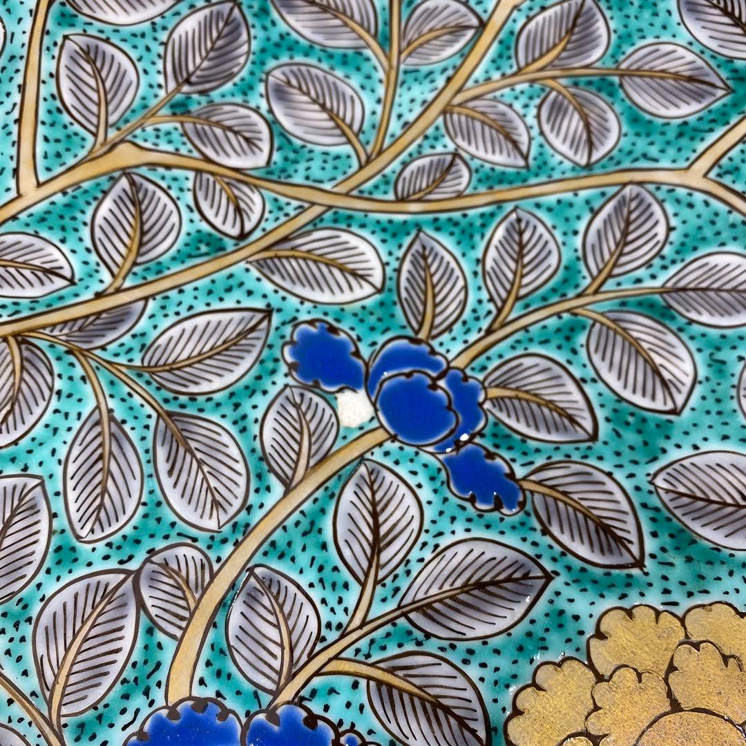 天保3年　古伊万里　極彩色　牡丹文　大皿　木箱付　タエオ　東さ7-0202☆2F