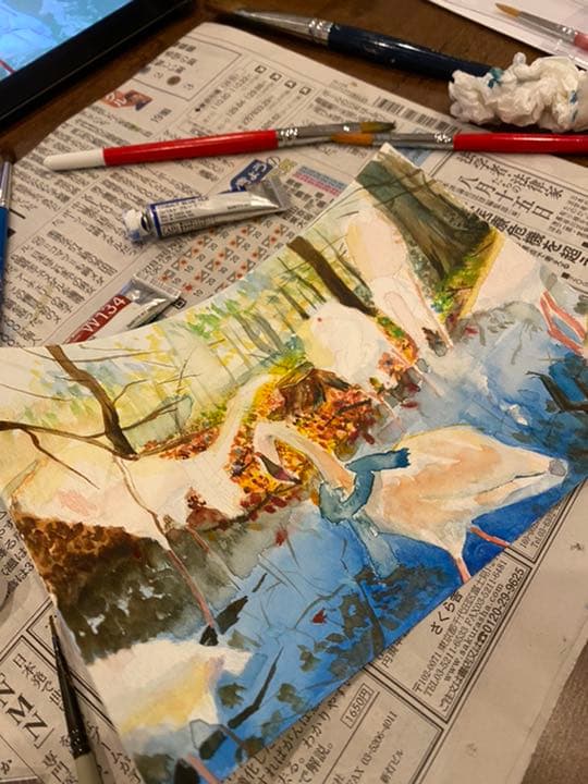 水彩画　描くのが好きな大学生より