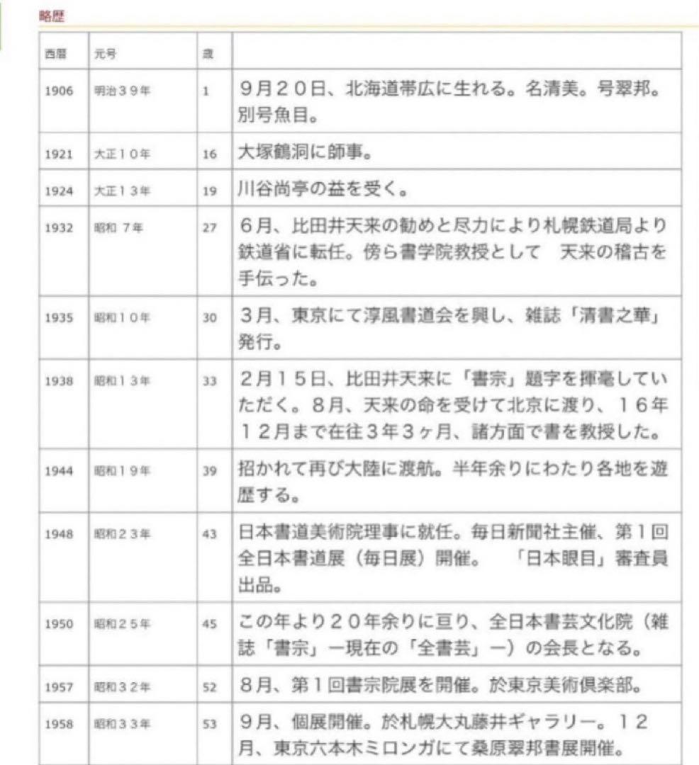 【希少！一点物！入手困難！】桑原翠邦 先生 書作品 小品　「四面清風」