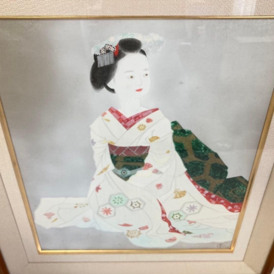 小倉遊亀 「舞妓」 木版画 美人画 着物 絵画 額縁 画家 芸術 美術 工芸品