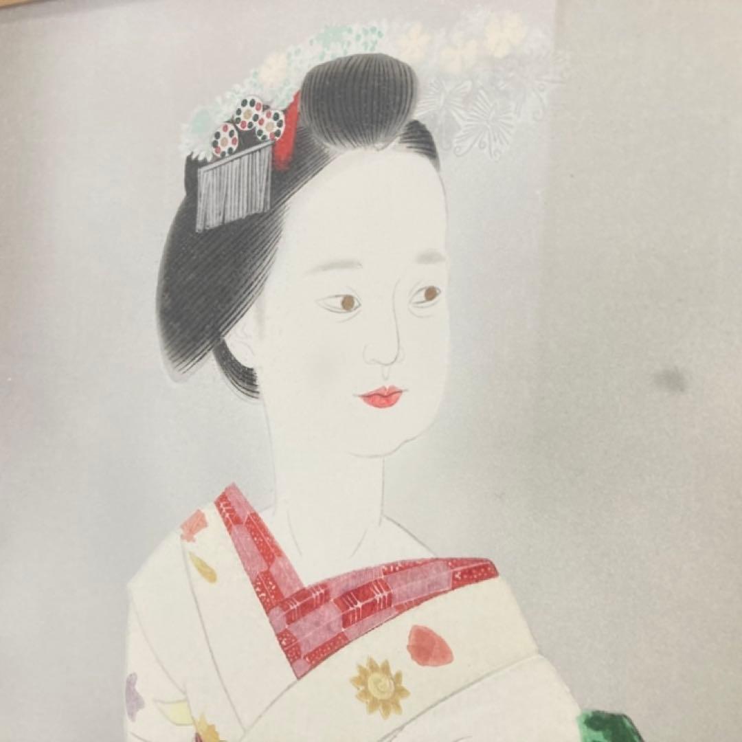 小倉遊亀 「舞妓」 木版画 美人画 着物 絵画 額縁 画家 芸術 美術 工芸品