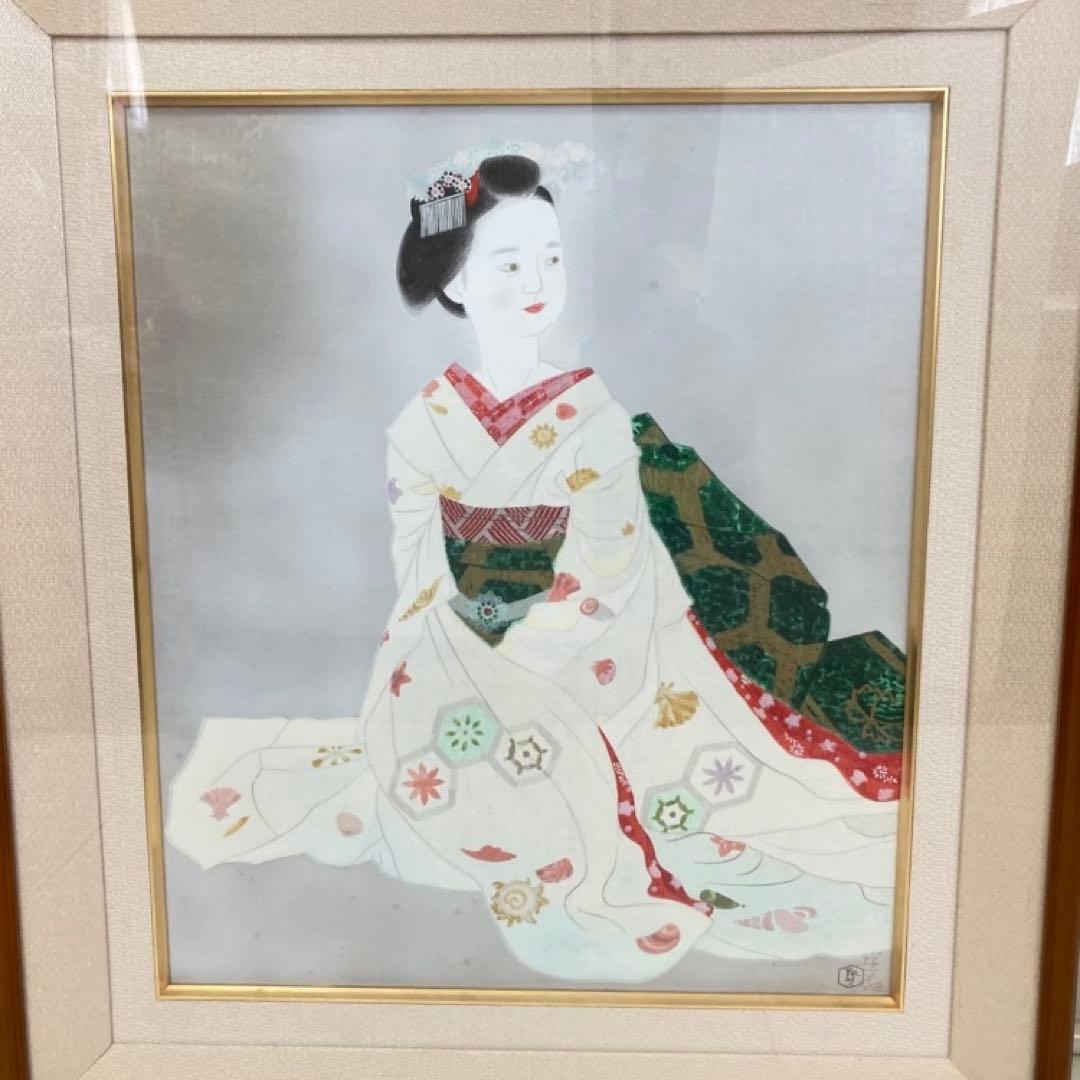 小倉遊亀 「舞妓」 木版画 美人画 着物 絵画 額縁 画家 芸術 美術 工芸品