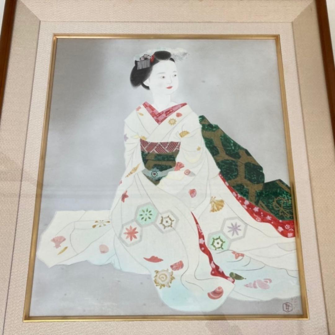 小倉遊亀 「舞妓」 木版画 美人画 着物 絵画 額縁 画家 芸術 美術 工芸品
