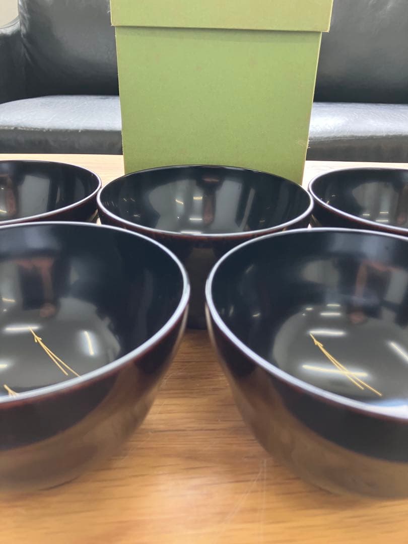 値下げ、未使用！象彦　吸物椀 漆器　京都　うるし塗装　お椀　日本食器　５客