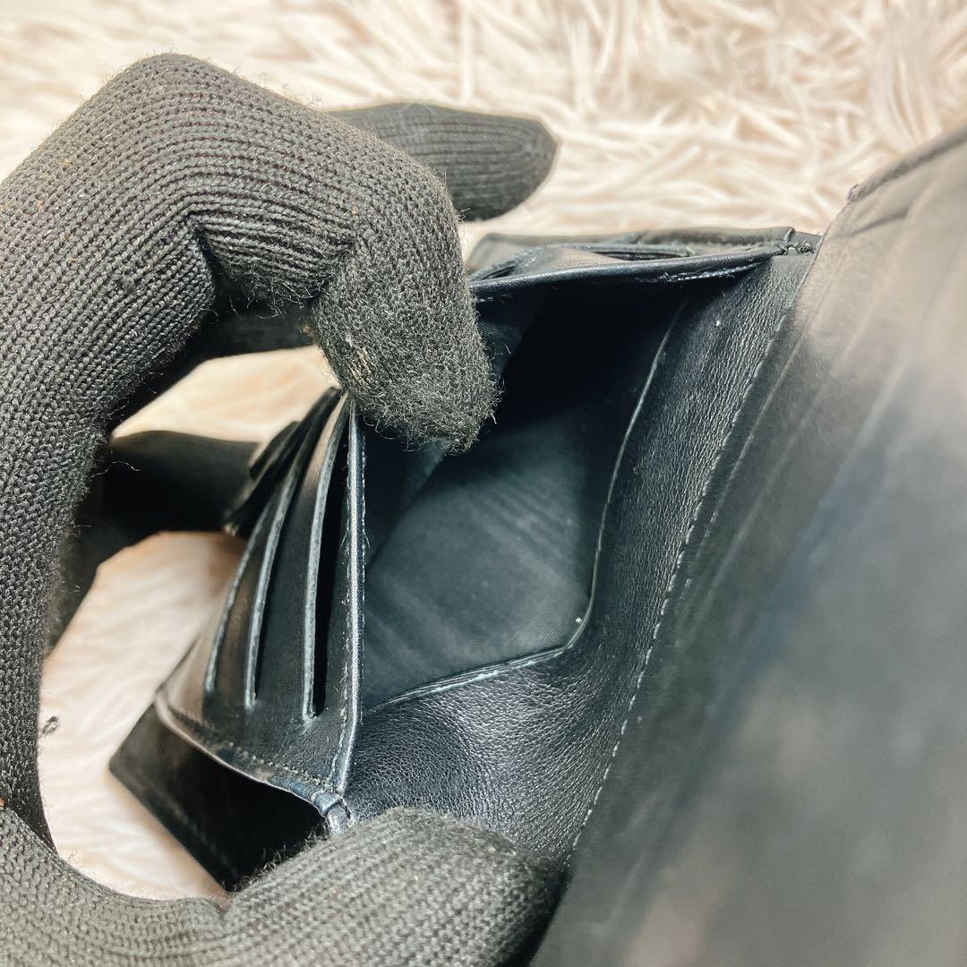 美品 CHANEL 二つ折り財布 ココマーク キャビアスキン レザー Wホック