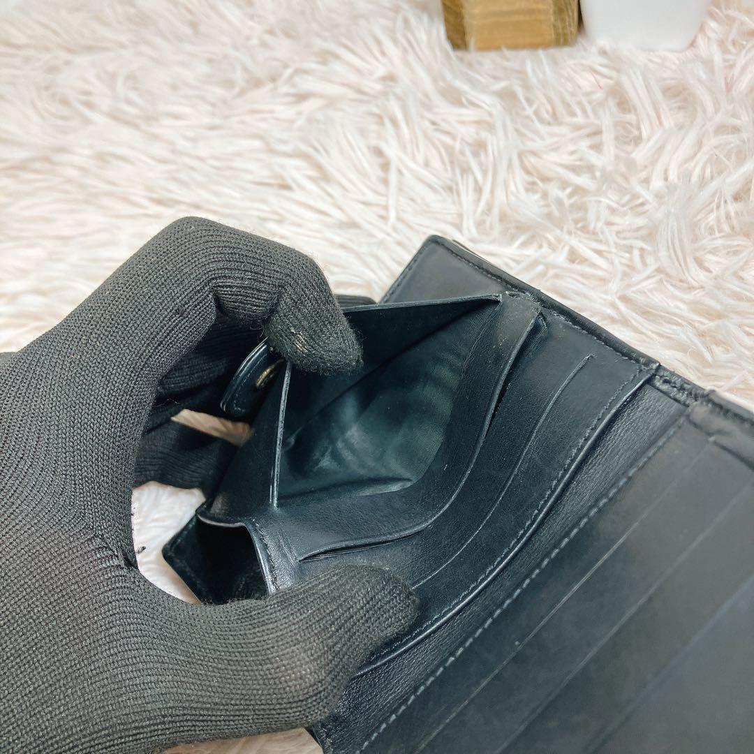 美品 CHANEL 二つ折り財布 ココマーク キャビアスキン レザー Wホック