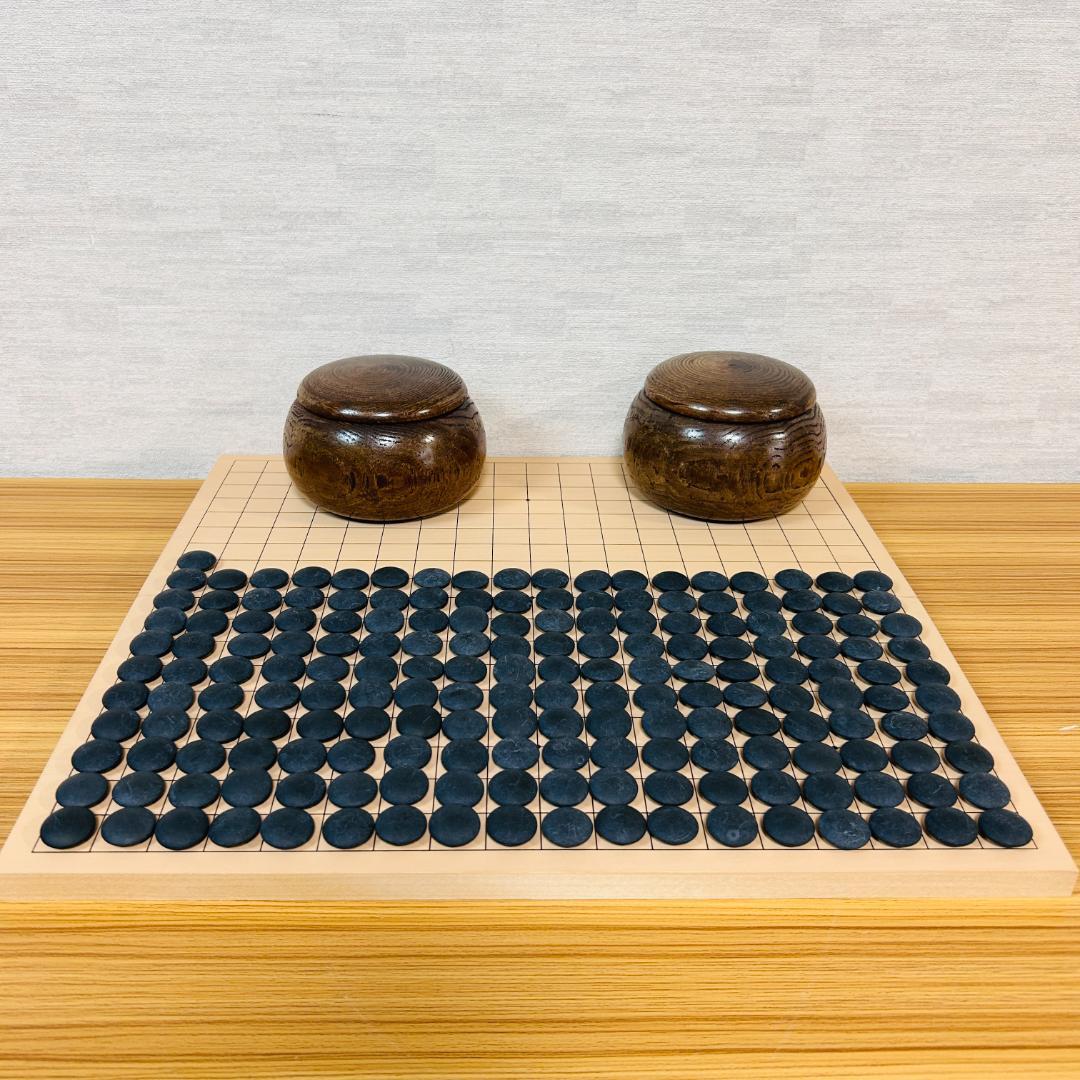 蛤碁石(月印) 那智黒石 32～33号 白180個 + 黒181個 囲碁