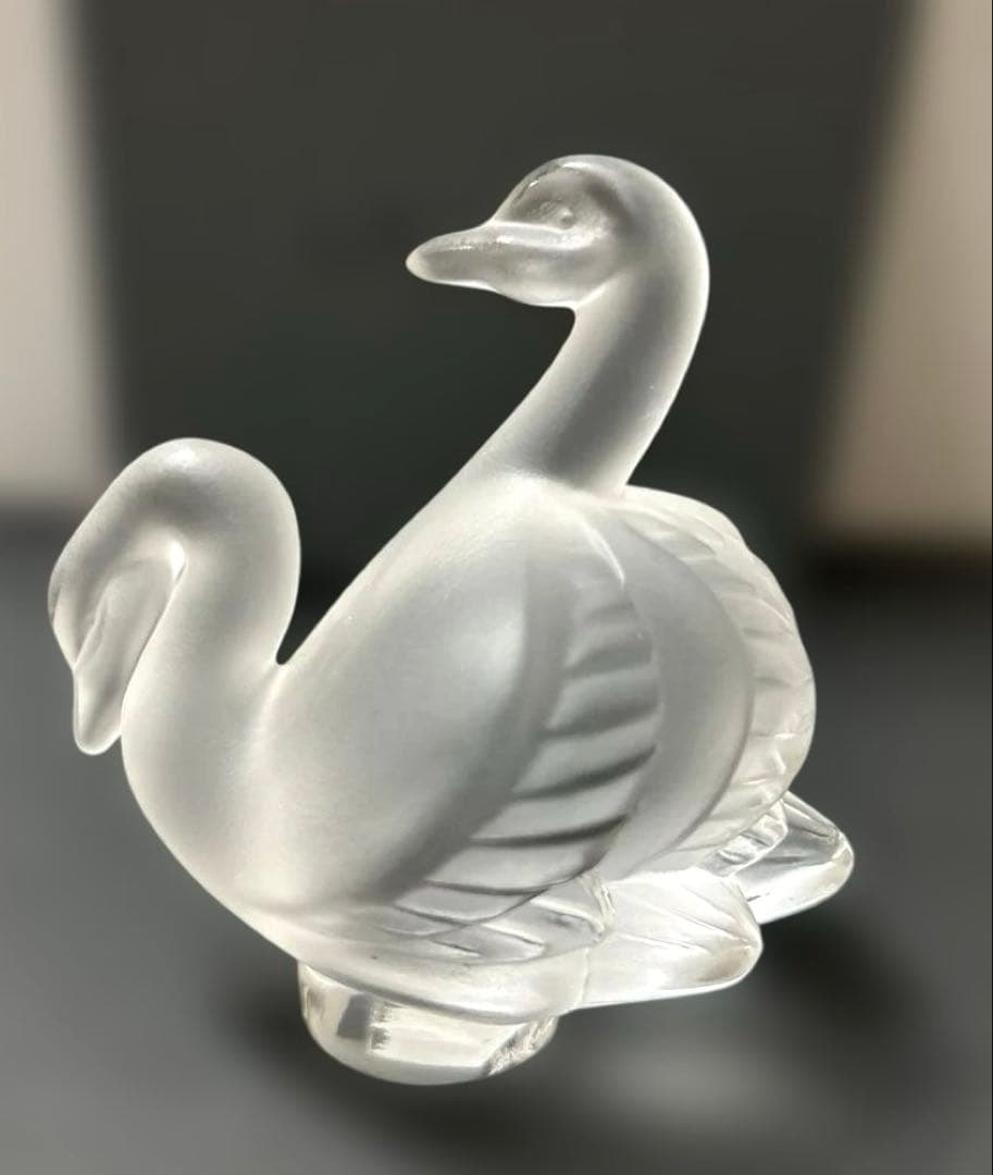 ラリック2羽の白鳥　クリスタル製置物　ペーパーウェイト