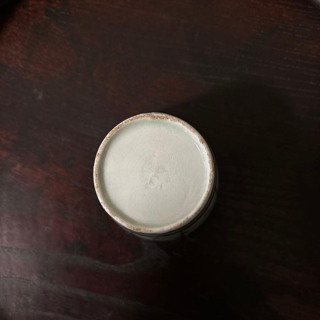 古伊万里染付　格子縞　蔓草文　②蕎麦猪口　江戸初期前期　アンティーク　白磁　李朝