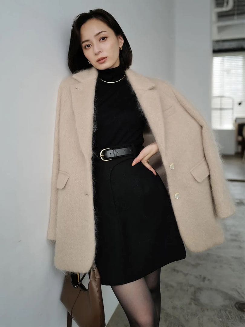 anuans モヘアシャギーテーラードジャケット