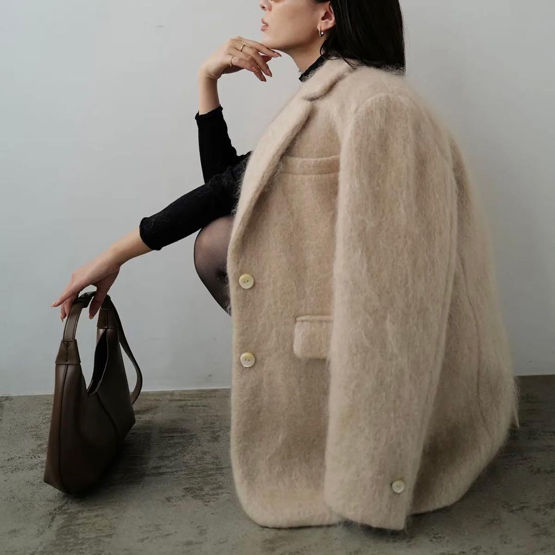 anuans モヘアシャギーテーラードジャケット